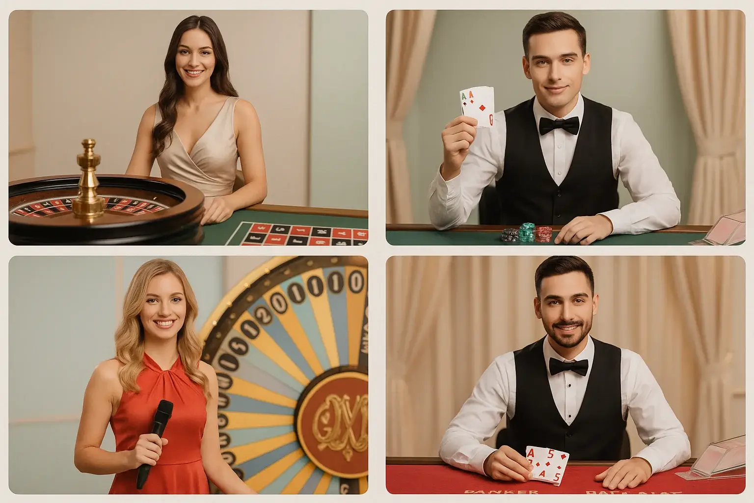 Live kasinon pelikortit, ruletti, blackjack, Crazy Time ja baccarat jakajineen